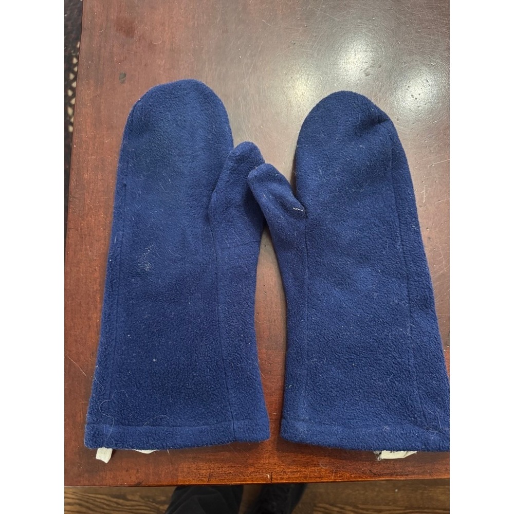 Vintage Vaughan Tapscott Gloves Ltd Blue Fleece Mittens 2304b Made In Uk Large View 2